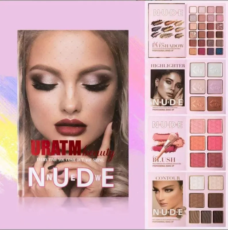 Multifunctional eye shadow plate with matte and shimmer blush and highlight integrated makeup set U137A