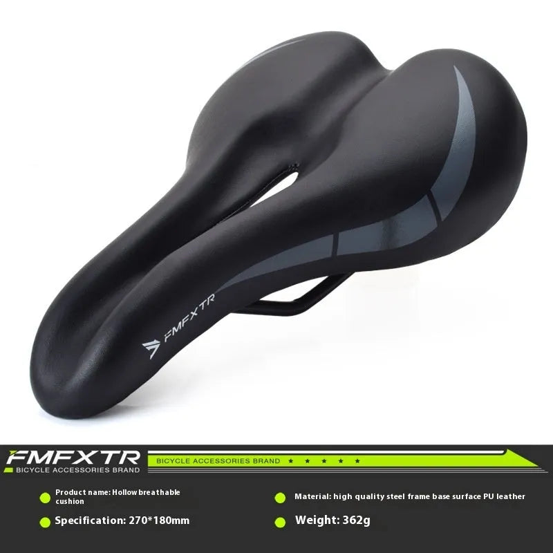 Bicycle seat cushion with hollow centre, PU leather cover, dimensions 270mm by 180mm