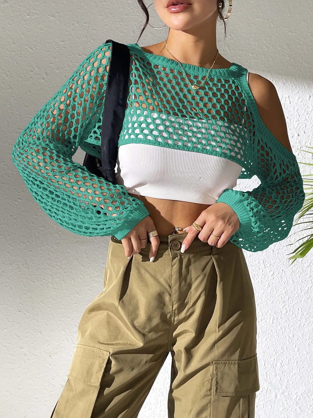 Mesh beach shirt with hollowed navel design in polypropylene fabric available in six colours