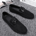 Men's black and grey suede casual shoes with rubber soles