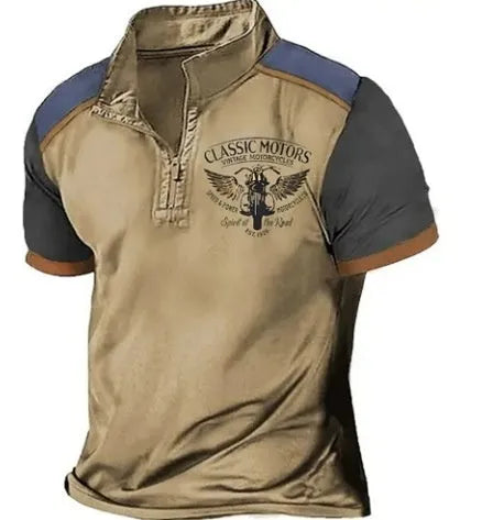 Solid colour golf polo shirt with 3D digital printing and loose fit pullover design