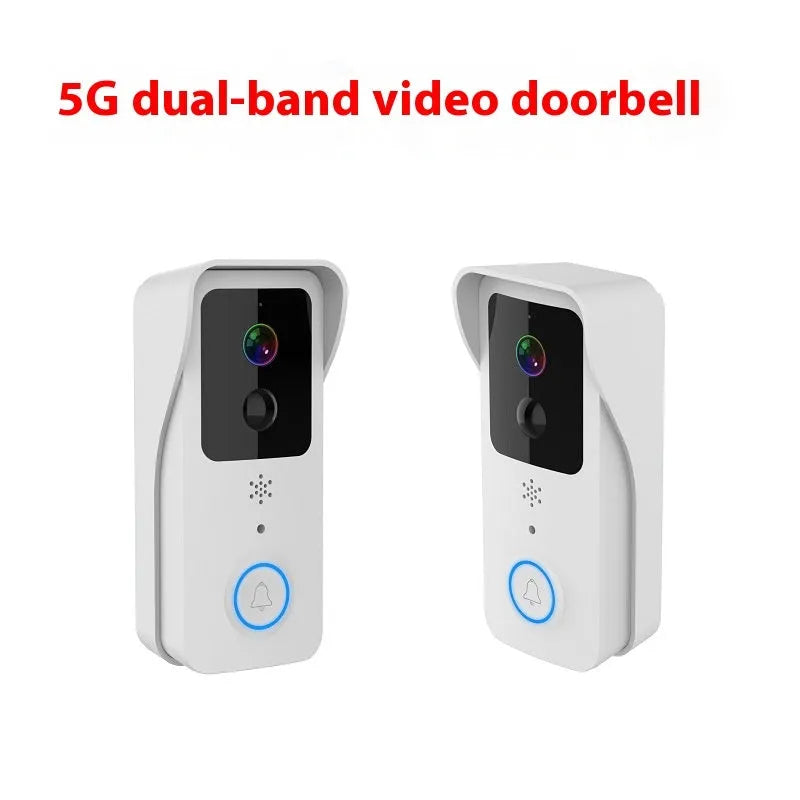 Black or white waterproof visual doorbell with HD camera lens and smart home security features