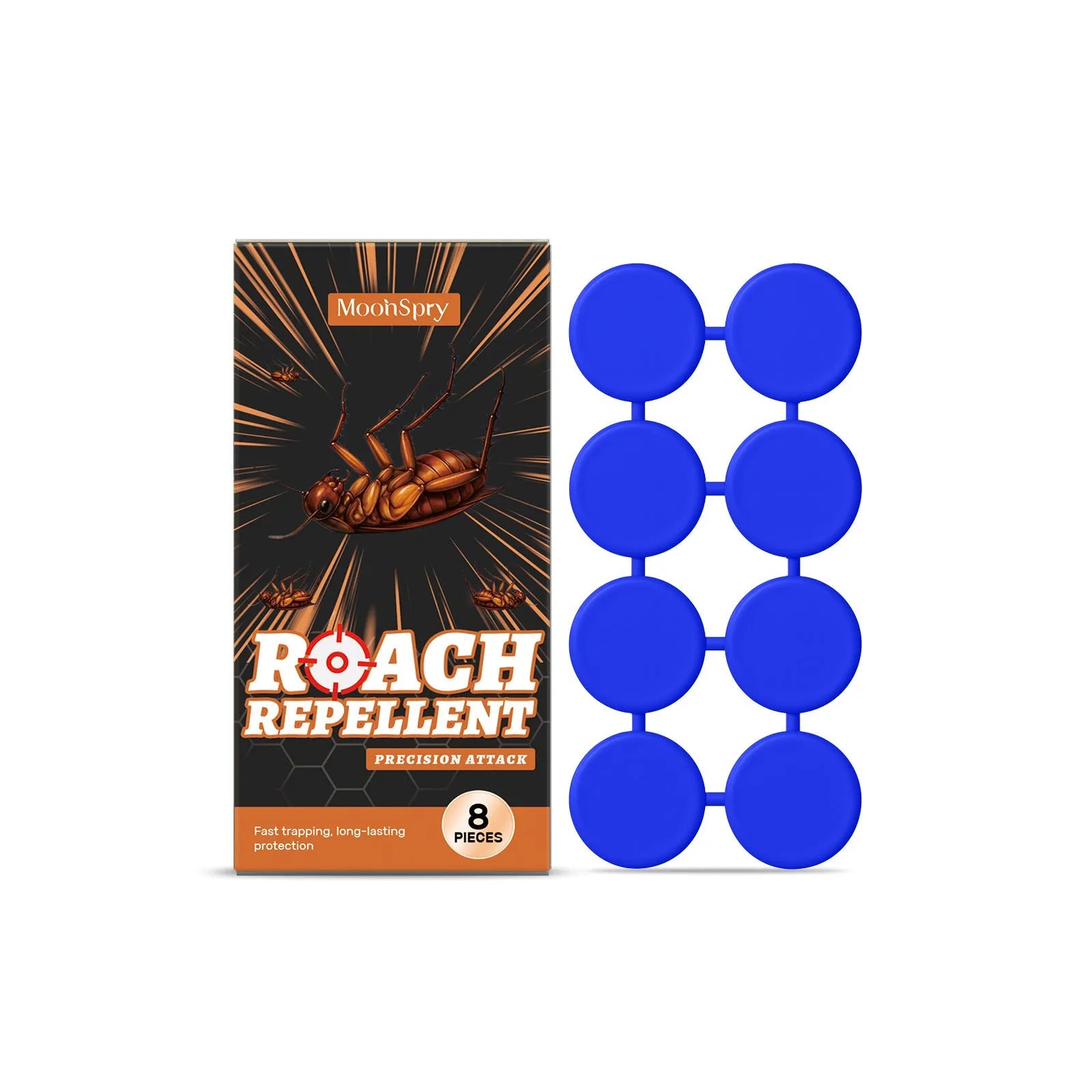 8-piece cockroach bait sticker and glue trap set for indoor kitchen pest control