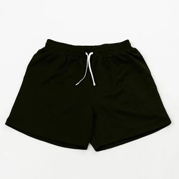 Men's solid colour mesh quick-drying shorts for running and fitness in summer.