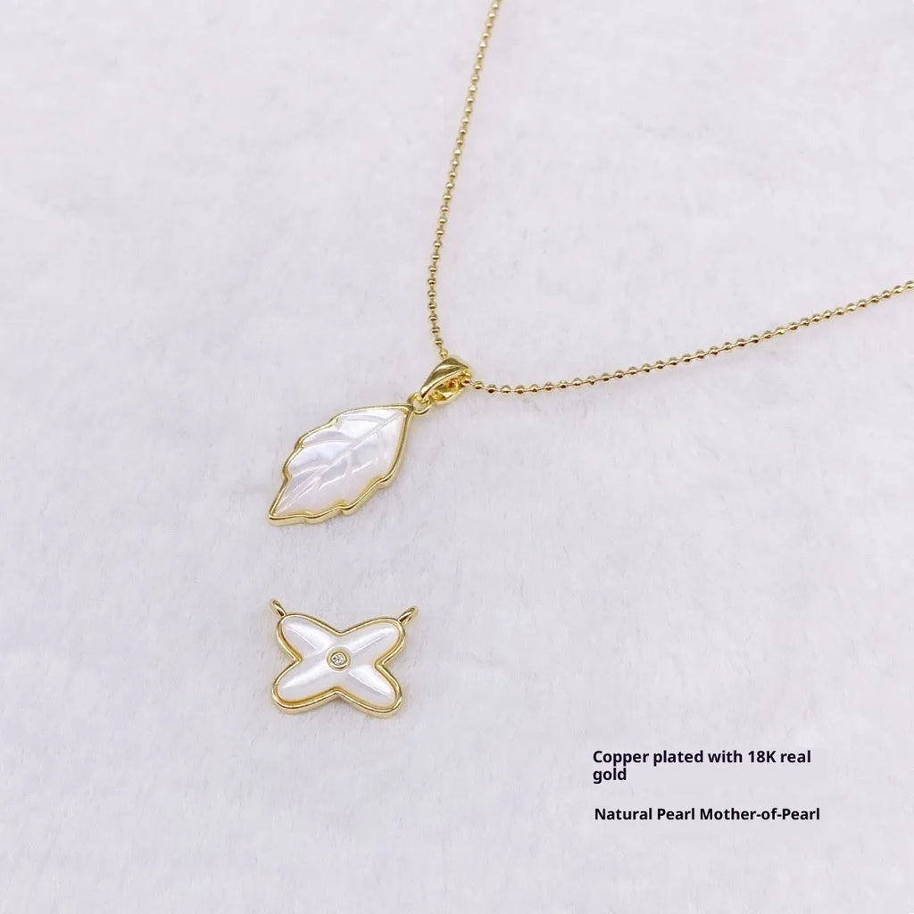 Copper plated 18K gold pearl shell DIY charm pendant in diamond skirt shape for jewellery making