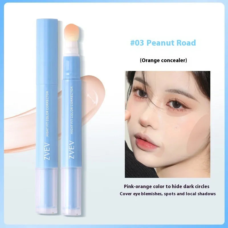 Sponge brush head concealer cream tube in three shade options for clothing imperfections.