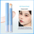 Sponge brush head concealer cream tube in three shade options for clothing imperfections.