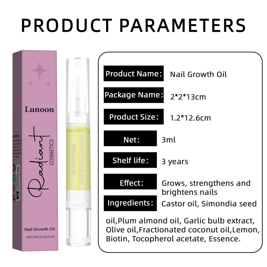 3ml nail growth treatment oil bottle for moisturising and promoting nail strength
