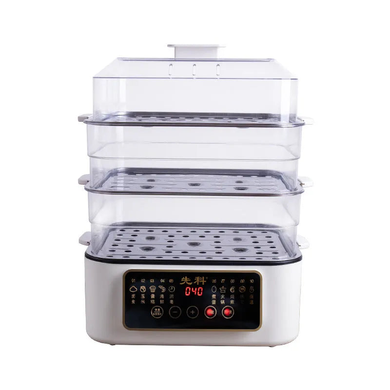 28 litre stainless steel electric steamer with transparent lid and automatic measuring function