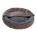 Round dark grey flannel pet cushion mat for cats, available in 50, 60, and 70cm diameter