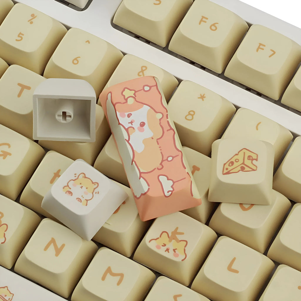 Custard-coloured plastic keycap set for 68 75 98 100 key mechanical keyboards