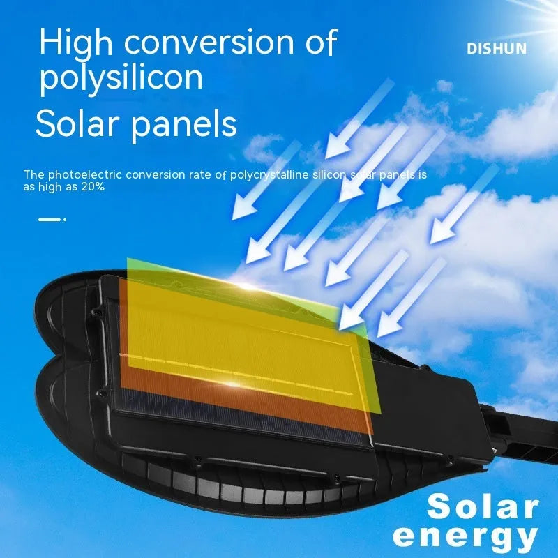 6-eye Sword design outdoor solar garden lamp with remote control on a white background.