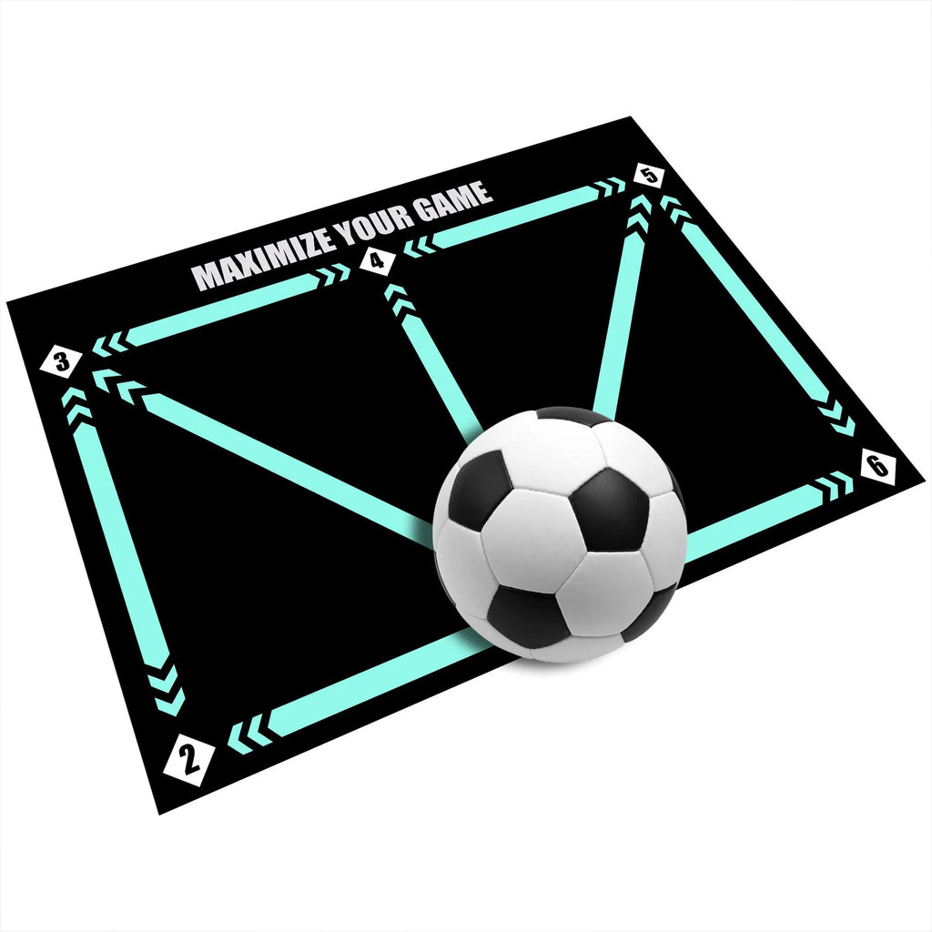 Grey rubber football training mat for indoor skill practice with cushion construction