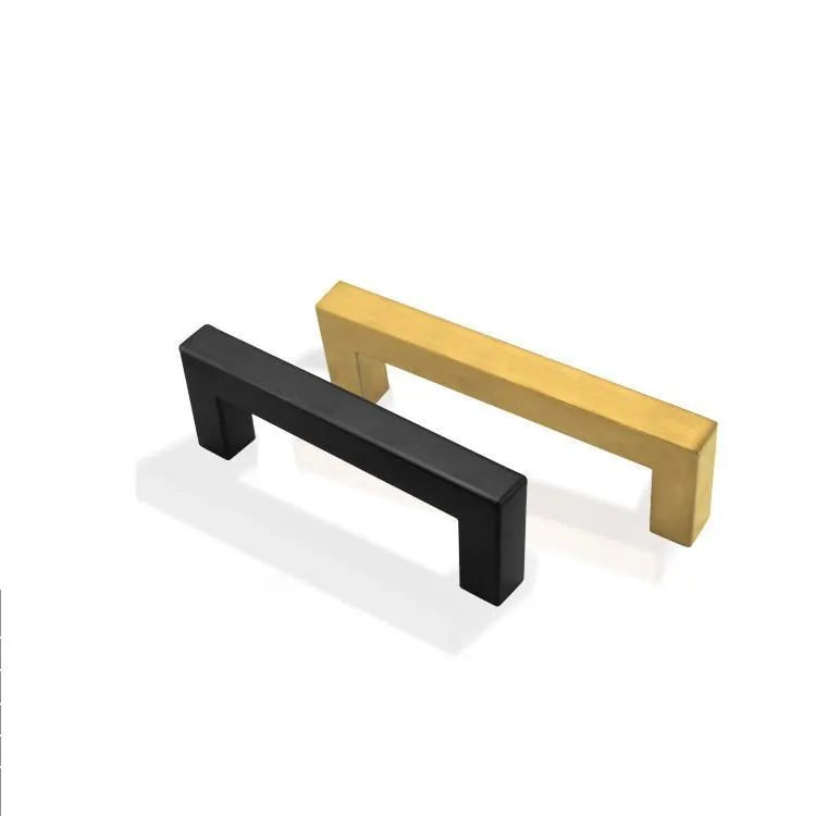 Stainless steel square pipe cabinet door handle in brushed silver finish