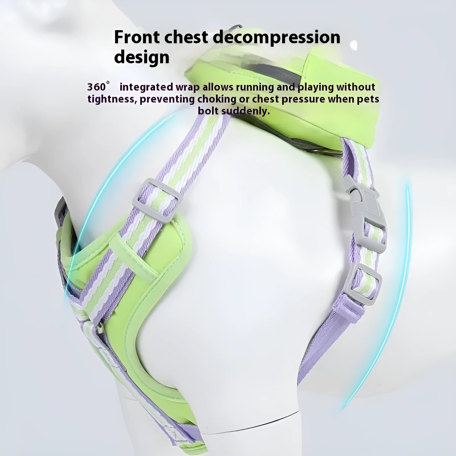 Explosion-proof anti-strangulation pet harness in Oxford cloth with 1.5m holding rope attached