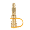 Gold brass gas propane conversion charging connector with 3/8 inch American standard thread