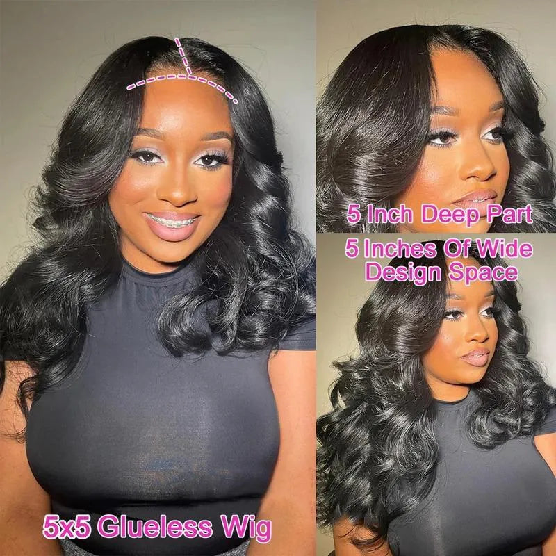 Women's 13x4 lace front human hair wig black wavy curly 16 inches with natural hairline