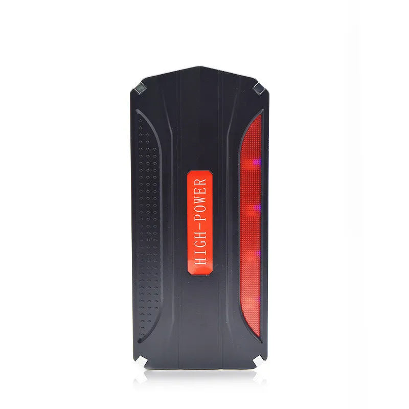 Black and red vehicle emergency starting power supply unit measuring 178x80x30mm with 7800mAh capacity