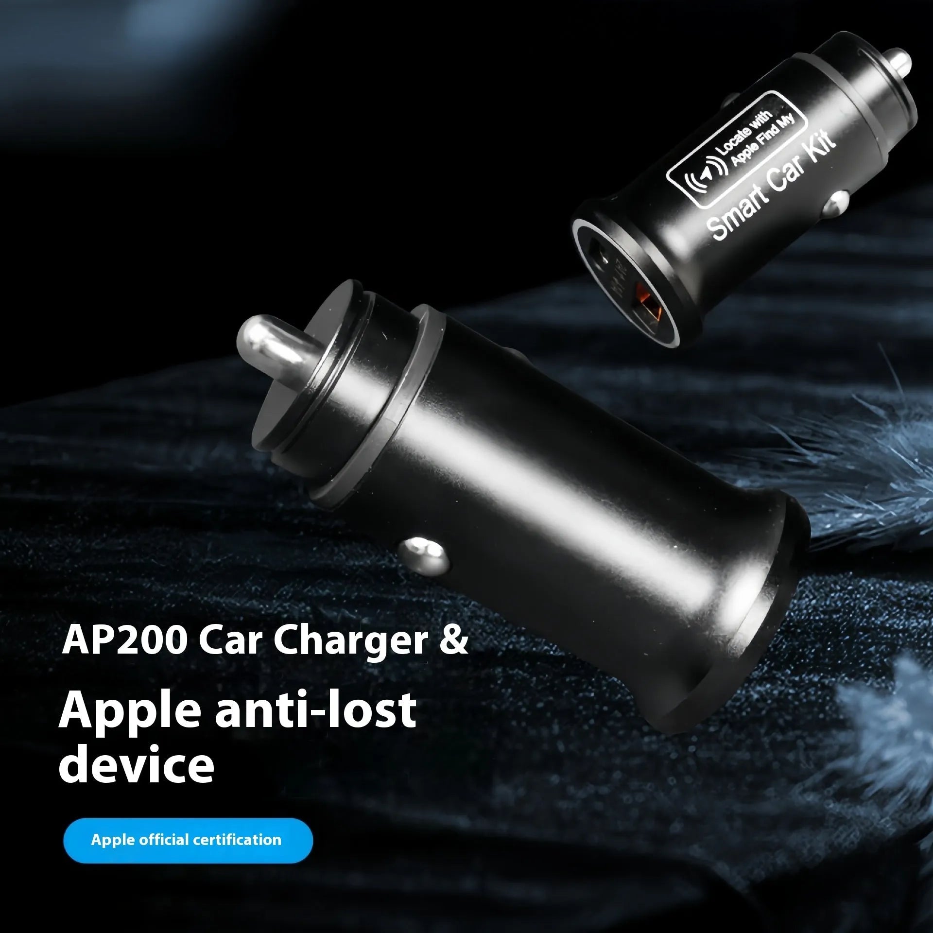 Black ABS plastic car charger GPS vehicle tracker device with power plug.