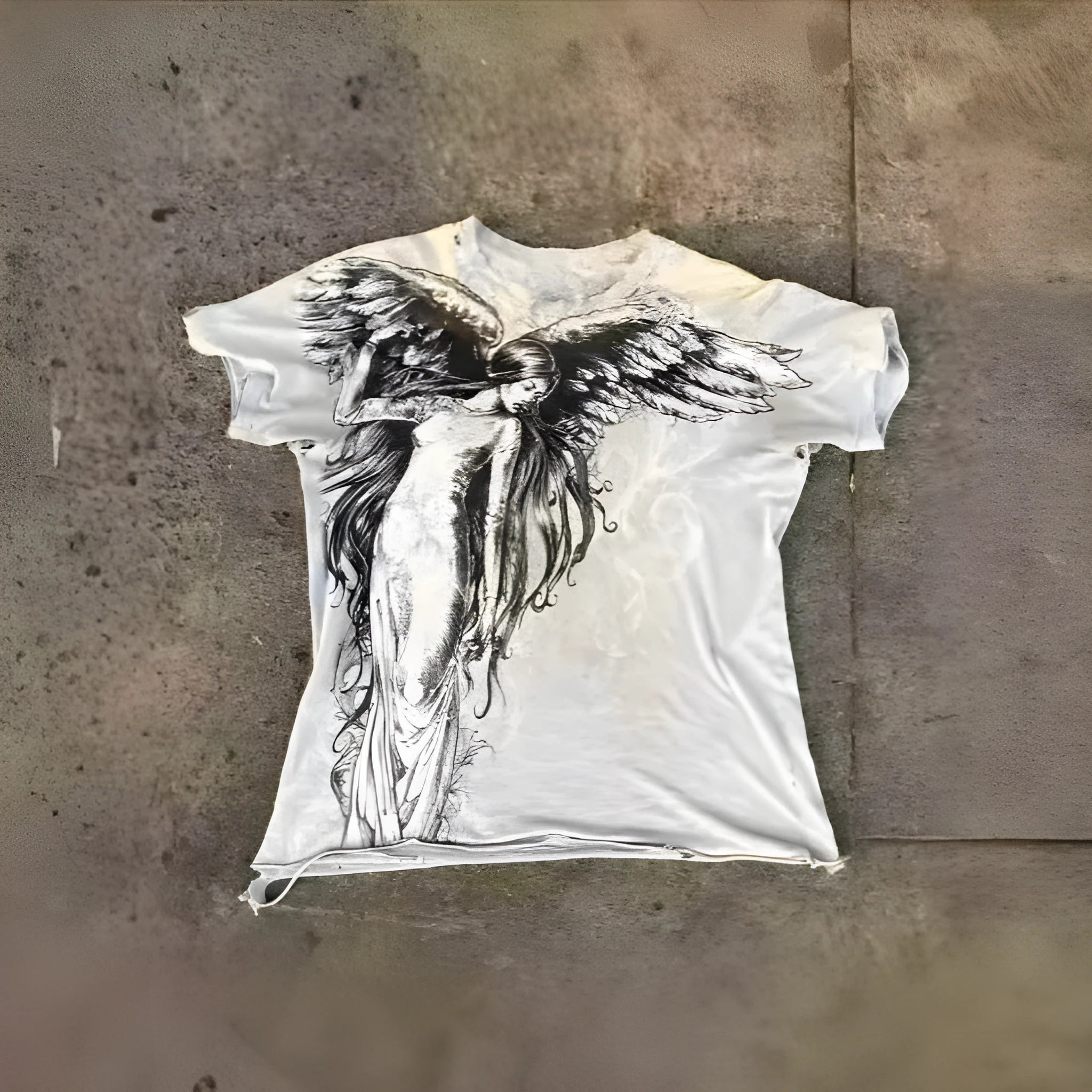 Men's gothic style short sleeve T-shirt with a cartoon pattern in colour HQ929
