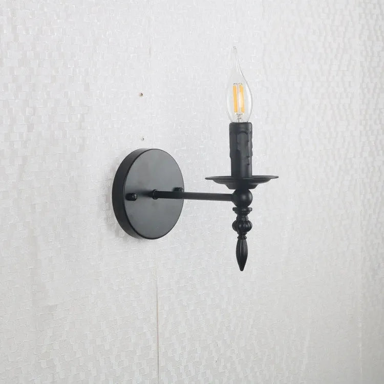 American retro small iron wall lamp with candle holder for hallway stairs indoor aisle