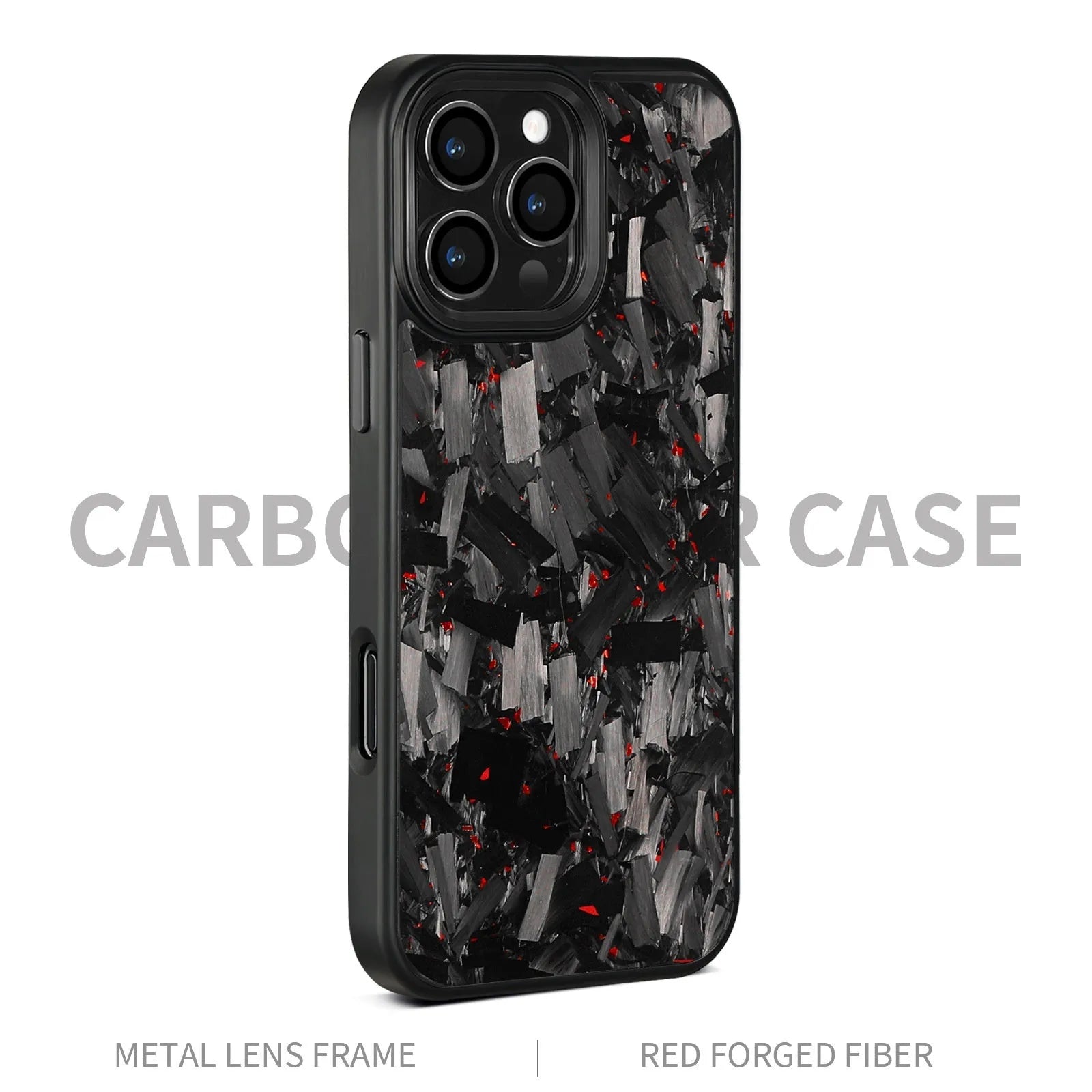 Forged pattern metal frame mobile phone protective case with carbon fibre construction in black frame blue gold colour with magnetic closure
