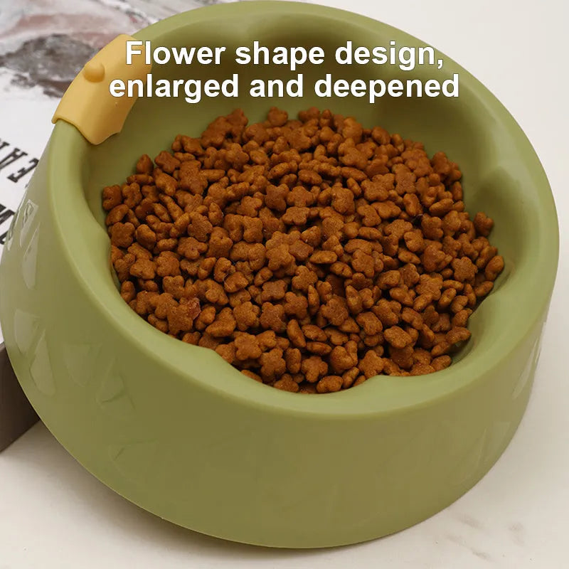 Green plastic double pet bowl for dog and cat food and water with anti-tip base