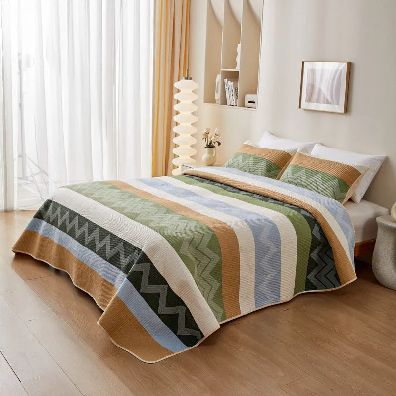 Pure cotton bed sheet set with reactive printed pattern for 2.2 metre beds in modern simple style