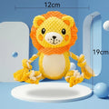 Plush squeaky dog toys showing lion and monkey designs for medium to large dogs