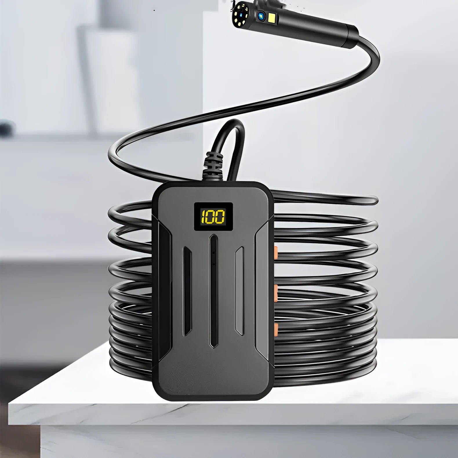 Wireless dual lens endoscope with 5.5mm and 8mm probe options, magnet and hook accessories
