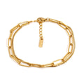 Double layer titanium steel women's bracelet with geometric design in gold or silver finish