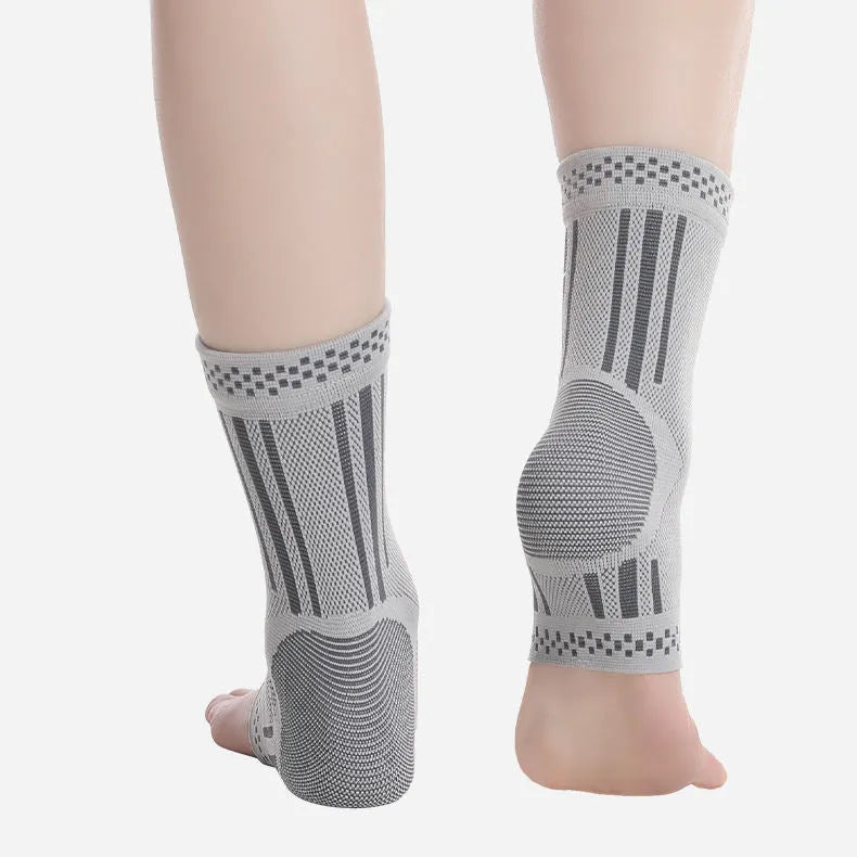 Graphene ankle brace compression sleeve with copper-infused fabric for sprain and tendonitis support