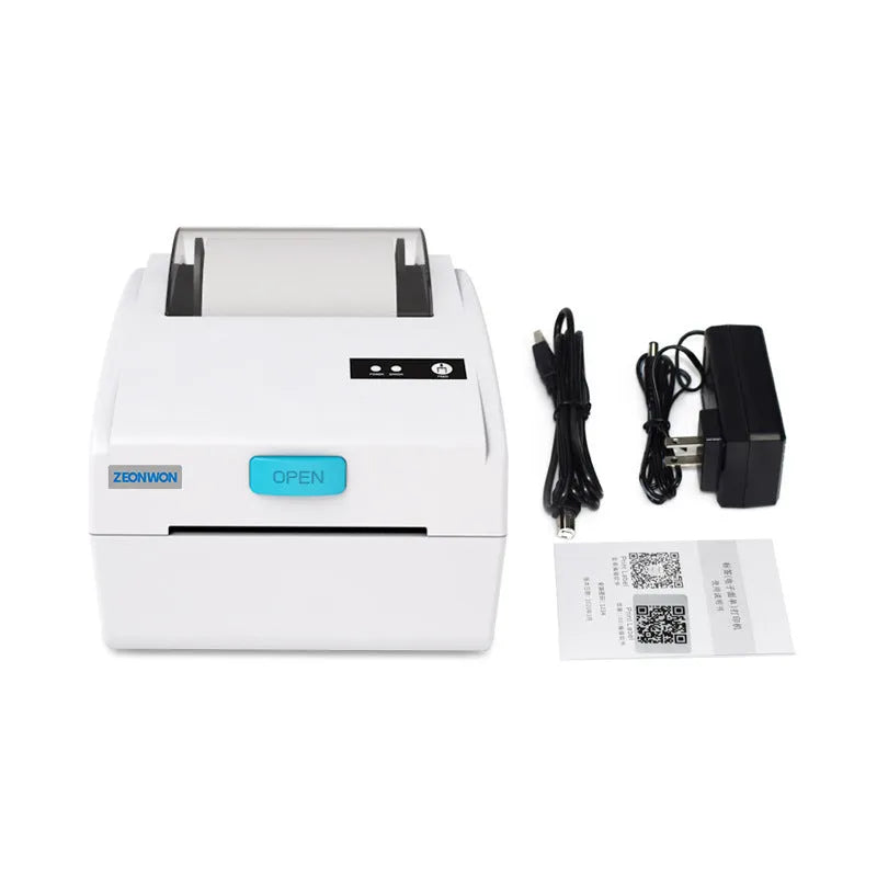 White Bluetooth thermal label printer with compact 200mm design for shipping and barcode labels