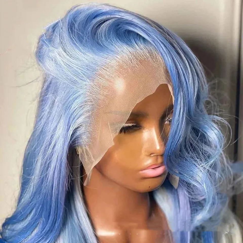 Body wave human hair lace front wig with 13x4 construction showing gentle waves and natural hairline