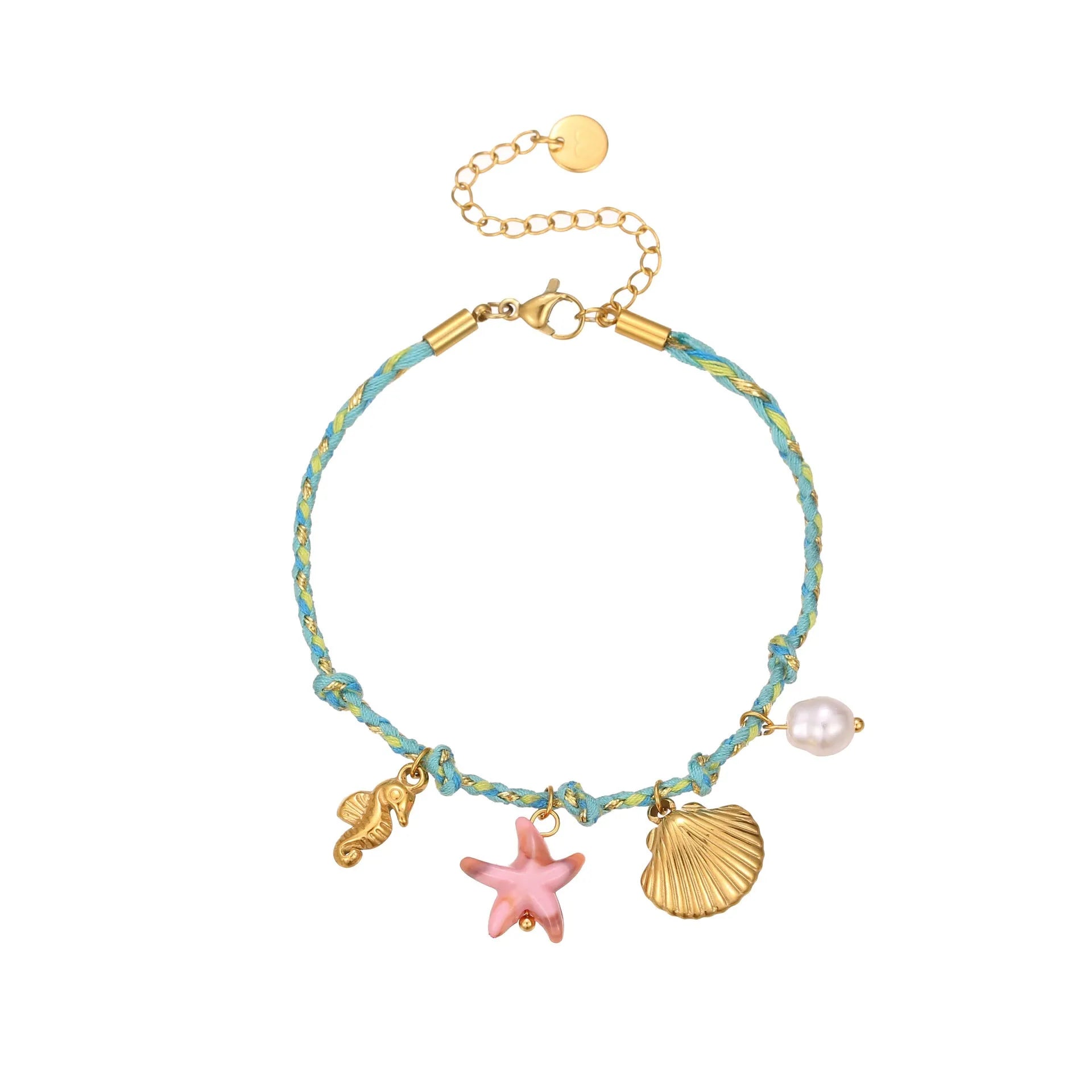 Braided rope chain stainless steel necklace with heart pendant and 18K gold plating on a model.