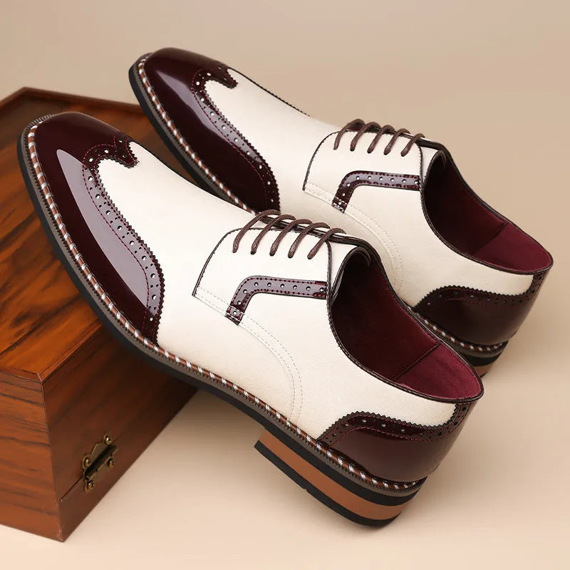Men's black pointed toe business casual shoes with PU upper and rubber sole