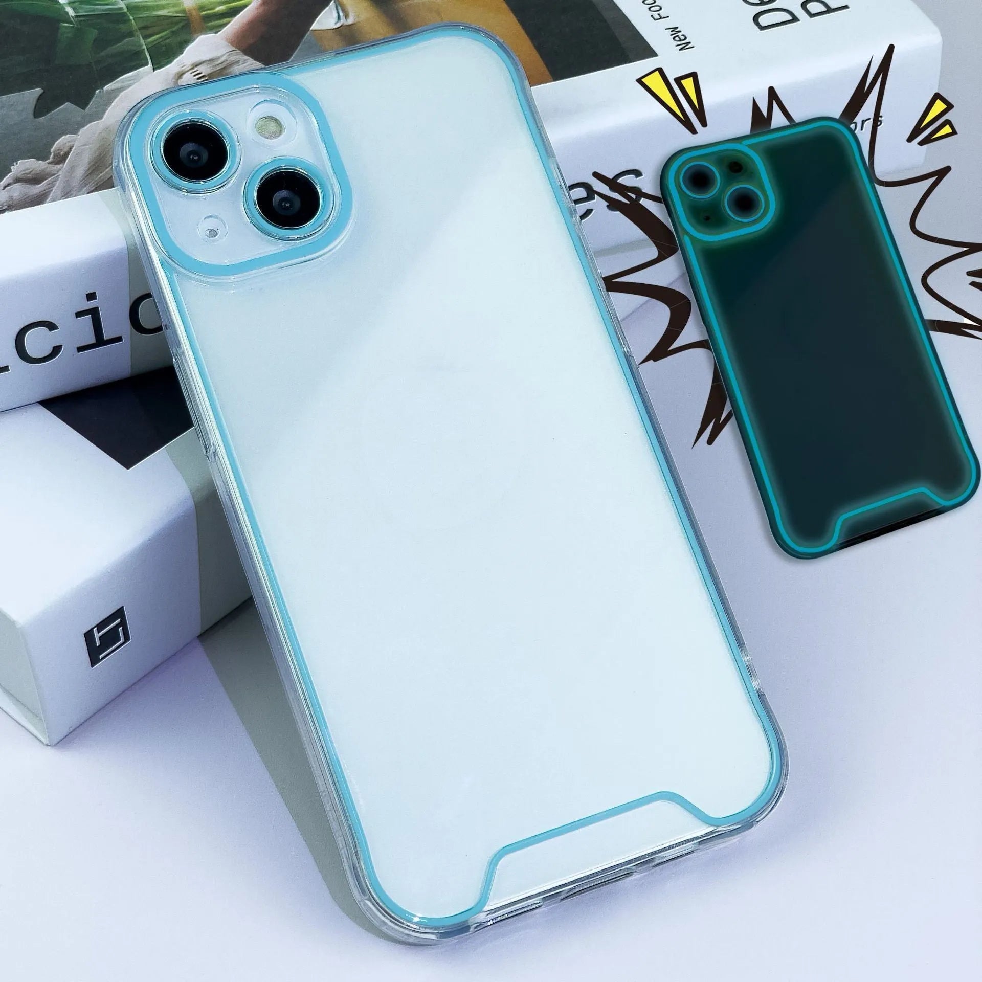 Glow in the dark Christmas themed soft TPU phone case for Apple iPhone, shown in multiple colours.