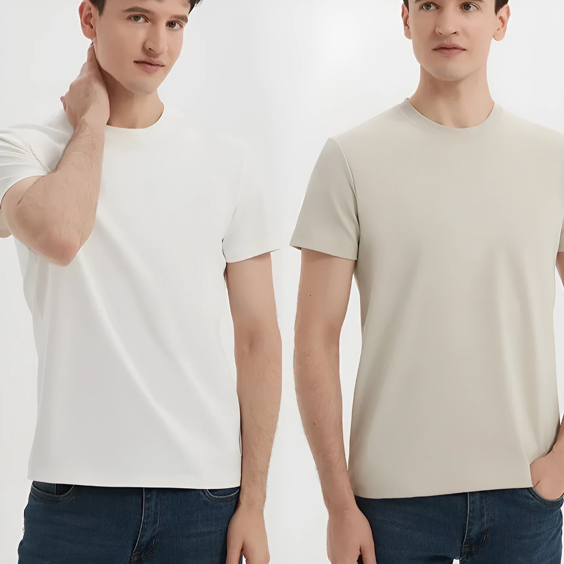Men's antibacterial quick-dry short sleeve t-shirt in solid colour with straight cut pullover style
