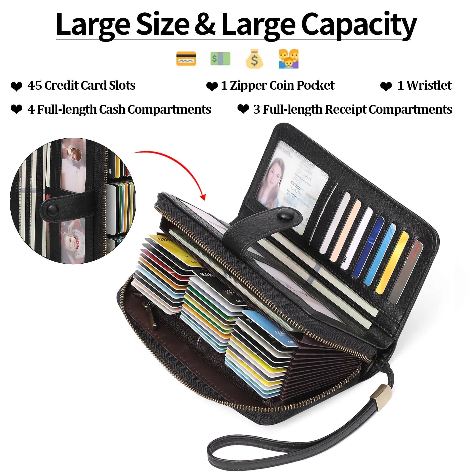 Women's expanding RFID-protected passport wallet in pu leather, shown in multiple colour options.