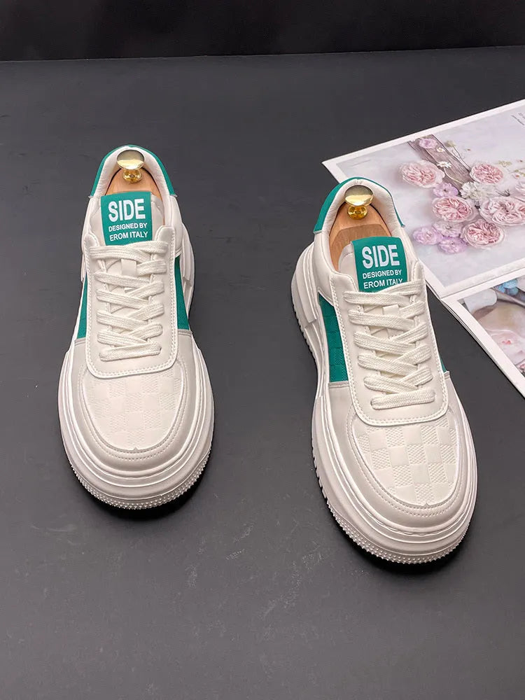 Unisex casual sports shoes in white-green and white-black colours with cloth upper and rubber foam sole