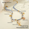 Gold starfish shell pendant on hand-knotted rope chain, 18K plated stainless steel, geometric shape
