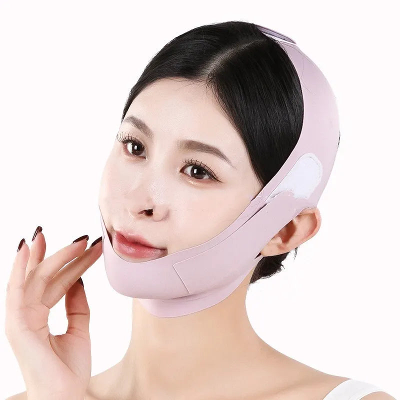 Small V face shaping mask for facial lifting and anti-sagging support in breathable fabric