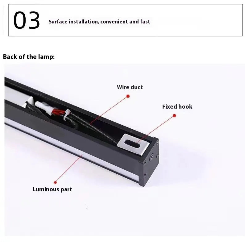 80cm black aluminium LED strip wall lamp with PC shade showing touch colour change controls