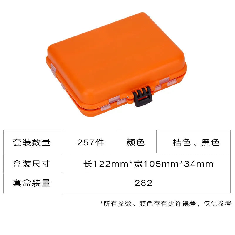Weihe fishing lure accessories set with 257 pieces in ABS plastic storage case for Texas, sea, and rock fishing
