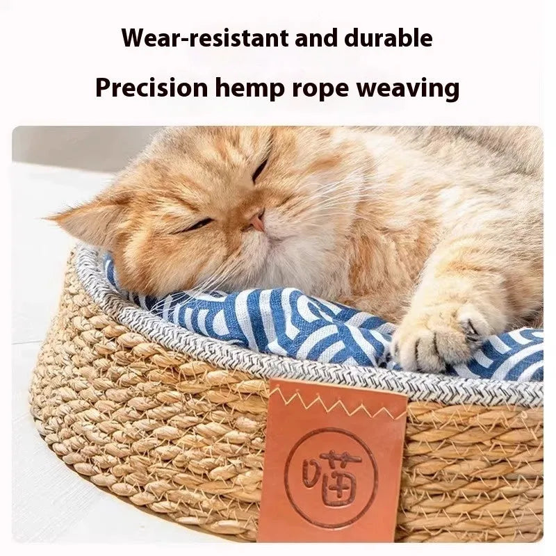 Rattan woven cat nest for small, medium, large, or extra-large cats.