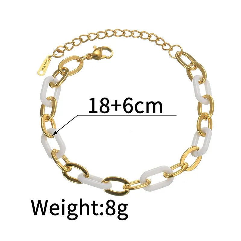 Women's stainless steel resin bracelet with double-layer heart design and electroplated finish
