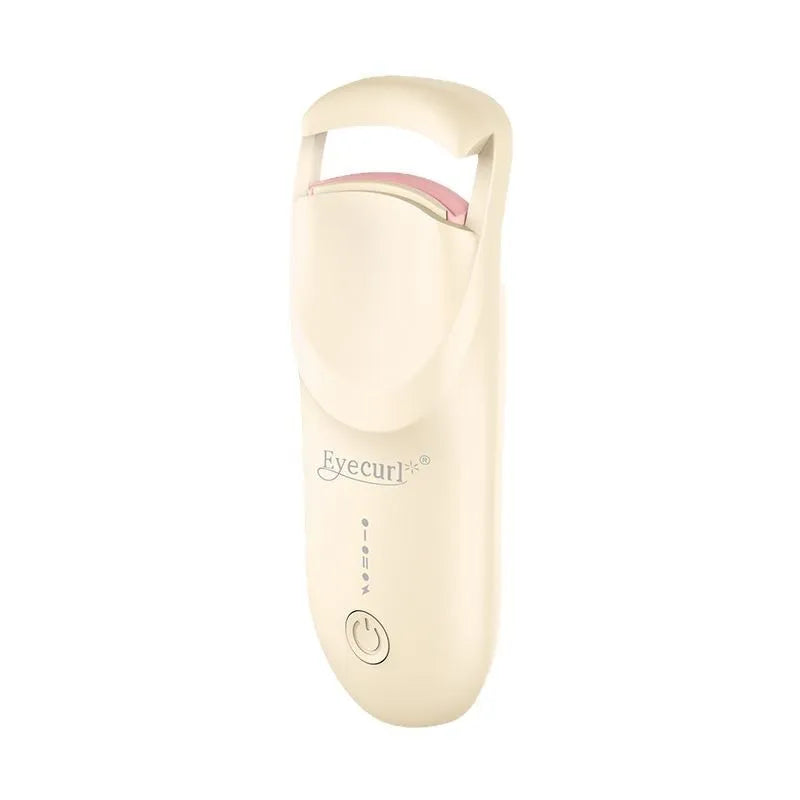 Electric heating eyelash curler in cream white colour with USB charging cable