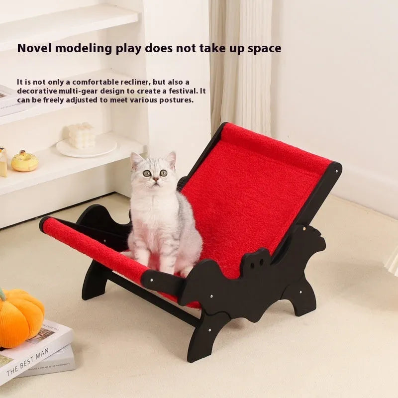 Black and red bat design wooden cat recliner pet bed MW-054