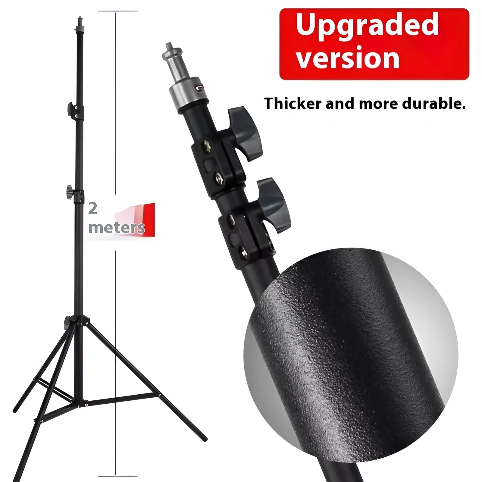 Frosted finish photography tripod light stand with mobile phone holder attached