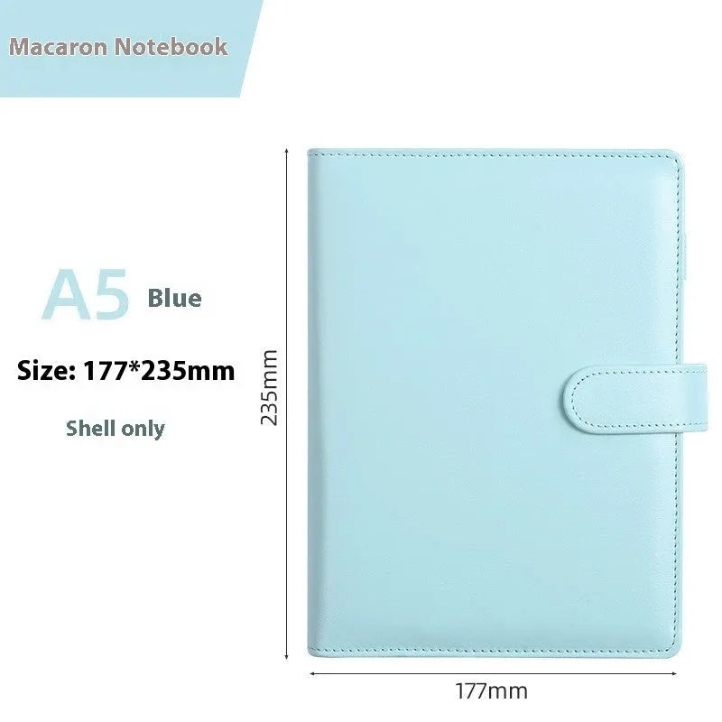 A5 PU leather loose-leaf notebook shell with zipper in solid colour options